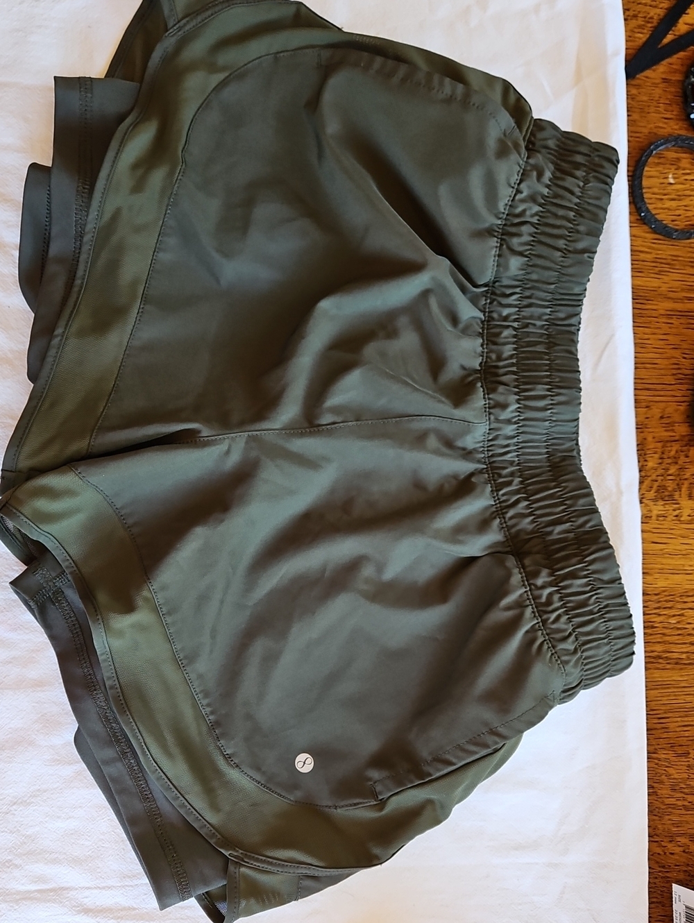 Layer 8 Women’s Olive Athletic Running Shorts with Elastic Waist
